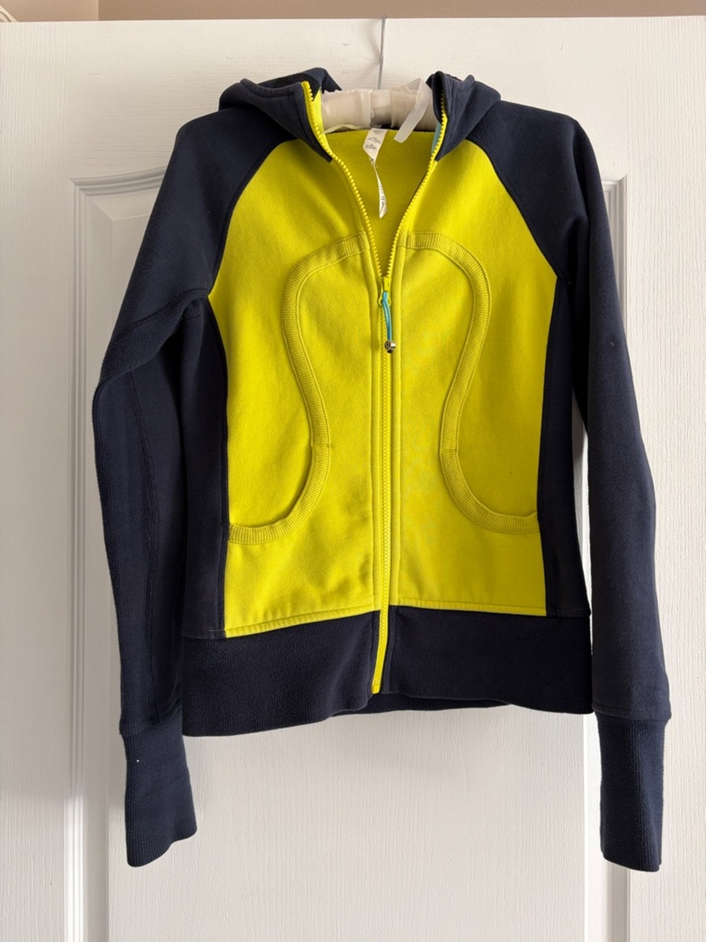 lululemon athletica Neon Yellow & Navy Hooded Zip Jacket